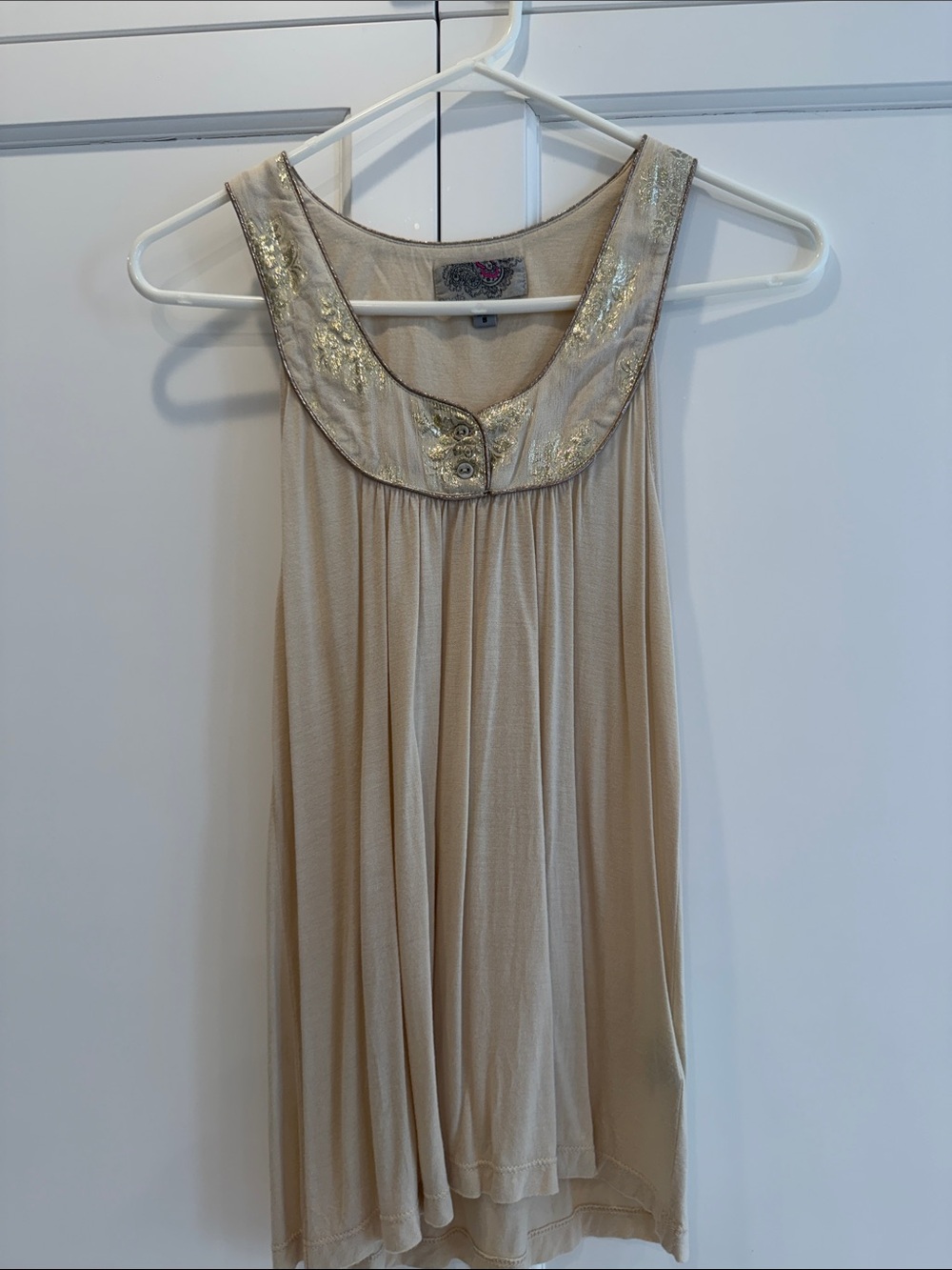 Ecote Beige Sleeveless Embellished Collar Camisole- NWOT